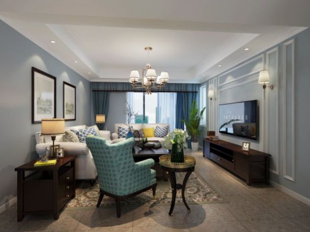 大華曲江公園世家132.8平米三居室簡美風(fēng)格設(shè)計方案效果圖參考