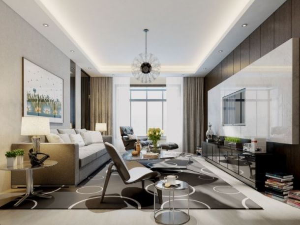 名京九合院125平米三居室現(xiàn)代簡約風格設計方案效果圖