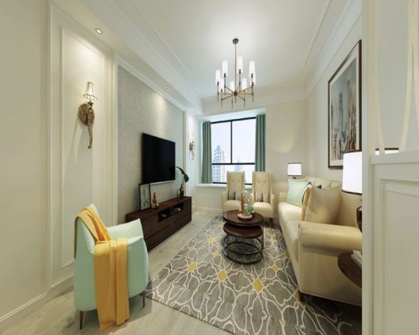 天朗大興郡蔚藍悅城113平米三居室簡美風格設計方案效果圖參考