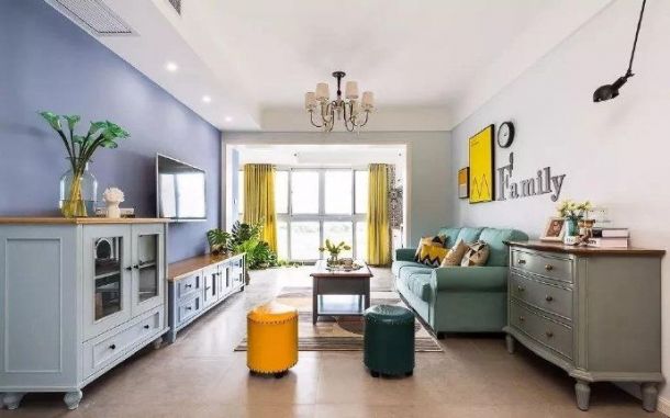 天浩上元郡89平米美式風格裝修設計效果圖