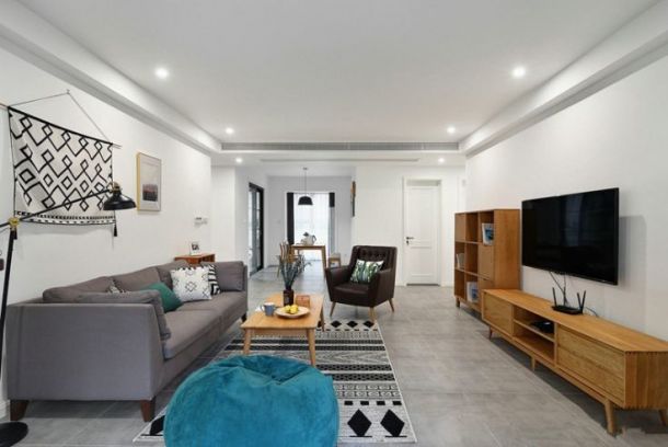 金輝世界城124平米三居室現(xiàn)代簡約風(fēng)格設(shè)計方案效果圖參考