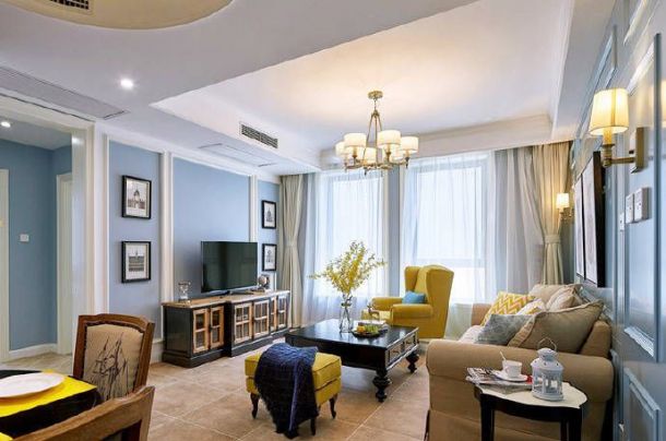 萬景荔知灣98平米美式混搭風(fēng)格裝修設(shè)計效果圖