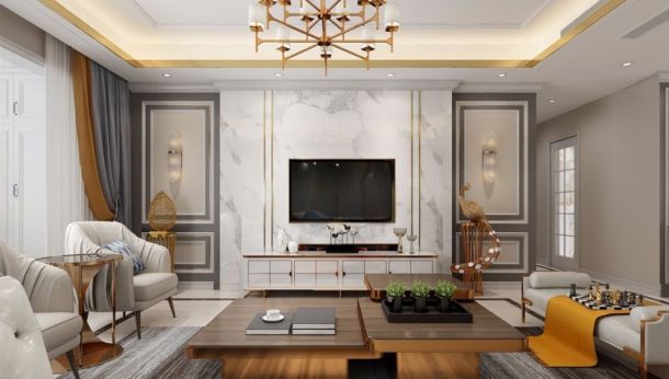 龍湖曲江畔167平米四居室簡(jiǎn)歐風(fēng)格設(shè)計(jì)方案效果圖參考