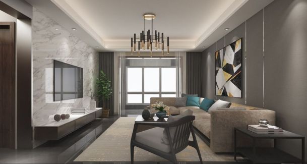 恒天國際城147平米三居室現(xiàn)代簡約風格設計方案效果圖參考