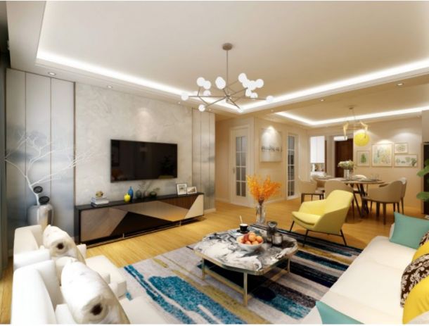 辰宇世紀城120平米三居室現(xiàn)代簡約風格設計方案效果圖參考