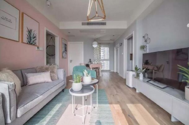 御錦城99平米三居室北歐風格設計方案效果圖參考