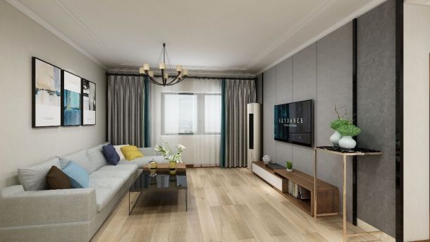 白樺林居130平米三居室現(xiàn)代簡約風格設計方案效果圖參考