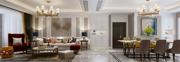 群賢道九號130平米三居室簡美風(fēng)格設(shè)計方案效果圖參考