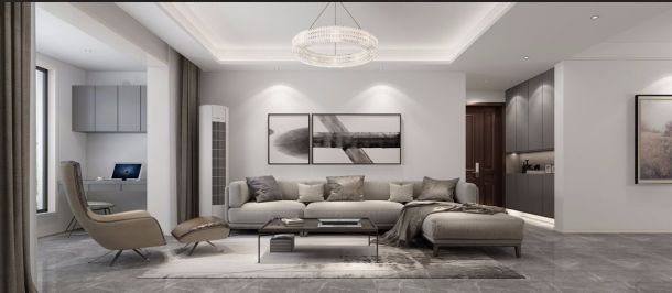 國熙臺140平米三居室現代簡約風格設計方案效果圖參考