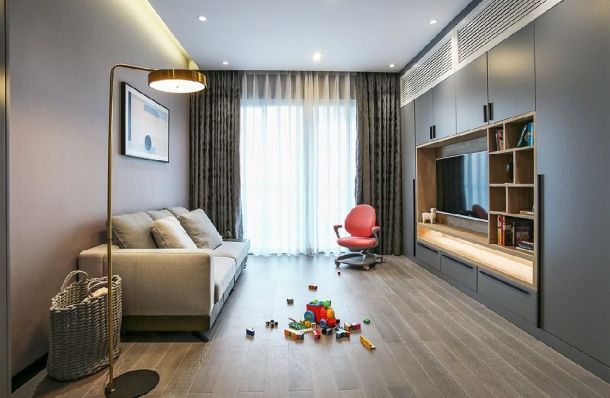 旭景名園103平米三居室現(xiàn)代簡約風格設計方案效果圖參考