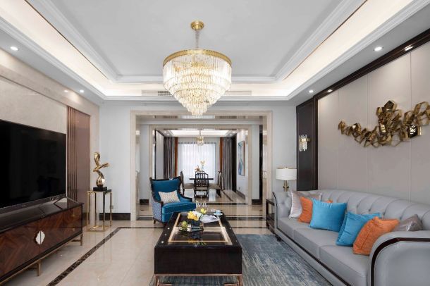 金輝世界城120平米三居室新古典風格設計方案效果圖參考