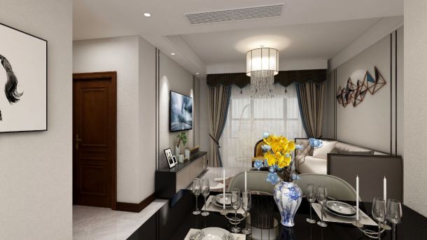 國(guó)潤(rùn)城107平現(xiàn)代輕奢三居室設(shè)計(jì)方案效果圖參考