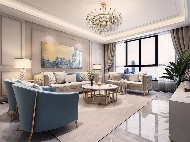 曲江龍邸162平米四居室美式風(fēng)格設(shè)計方案效果圖參考