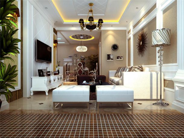 天朗藍(lán)湖樹120平歐式風(fēng)格設(shè)計方案