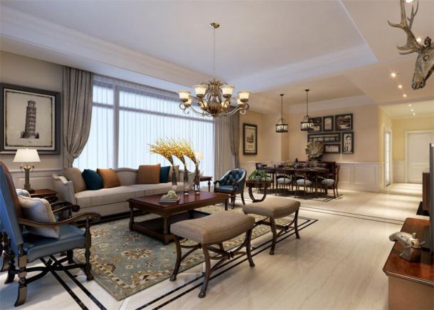保利拉菲240平美式風(fēng)格設(shè)計(jì)方案