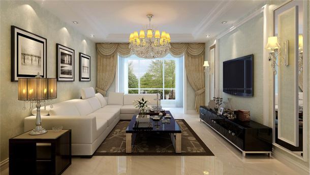 西岸國際花園130平簡歐風格設計方案