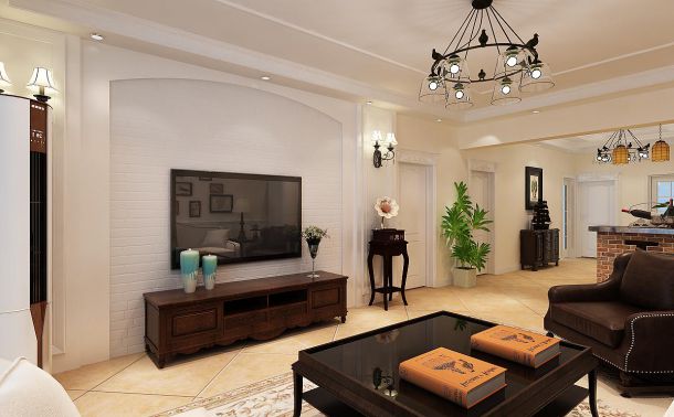 金地褐石公館87平米美式鄉(xiāng)村風(fēng)格設(shè)計(jì)方案