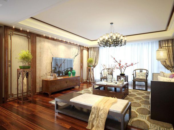 中海開元壹號(hào)小區(qū)138平米新中式設(shè)計(jì)方案