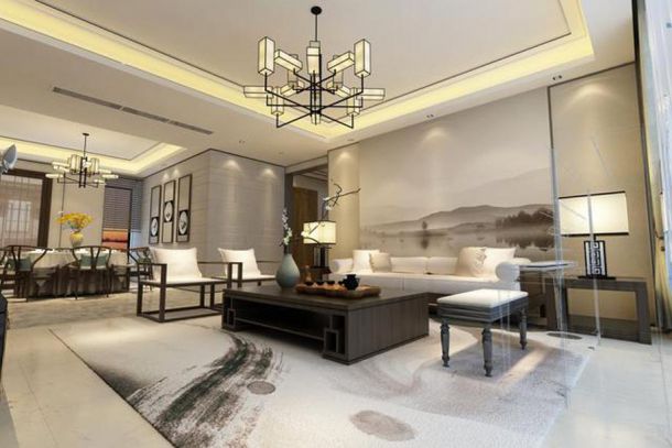 綠地城140平現(xiàn)代中式風格