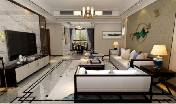 悅美國際198平米四居室新中式風(fēng)格設(shè)計(jì)方案效果圖參考