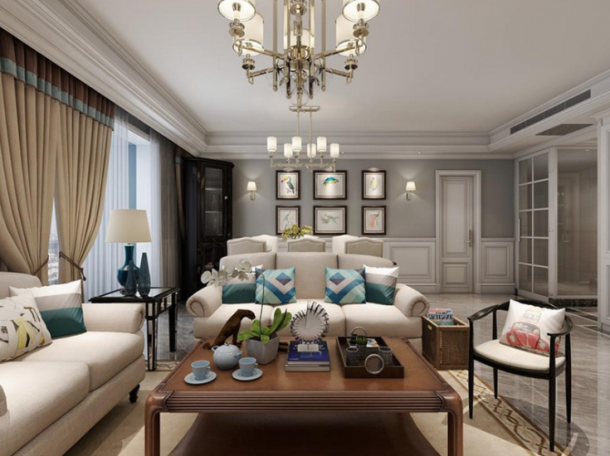 龍湖花千樹140平米三居室簡美風格設計方案效果圖參考