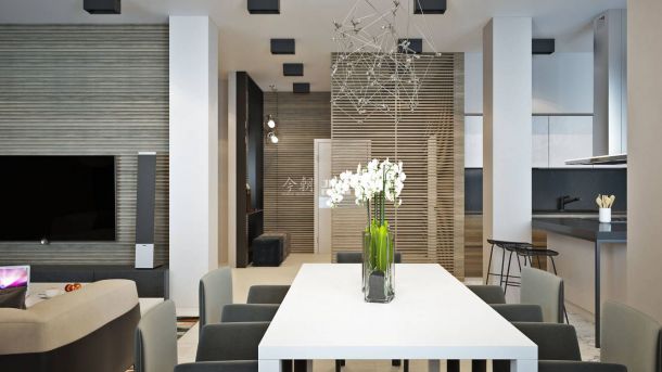 天朗大興郡蔚藍(lán)悅城140平米現(xiàn)代簡(jiǎn)約輕奢風(fēng)效果圖