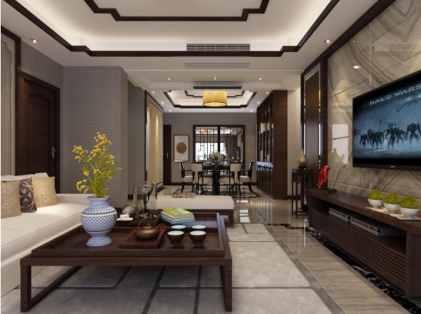 白樺林明天160平米三居室新中式風(fēng)格設(shè)計(jì)方案效果圖參考