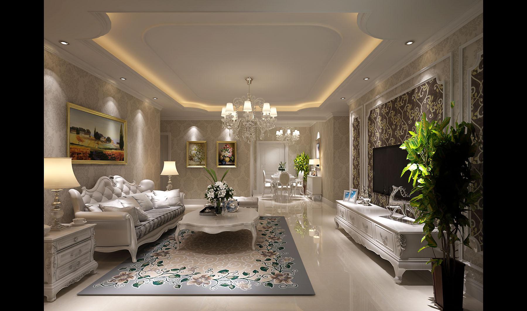 榮德棕櫚陽(yáng)光150平歐式風(fēng)格設(shè)計(jì)方案