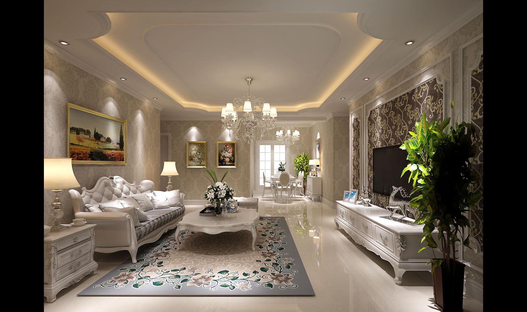 榮德棕櫚陽(yáng)光150平歐式風(fēng)格設(shè)計(jì)方案