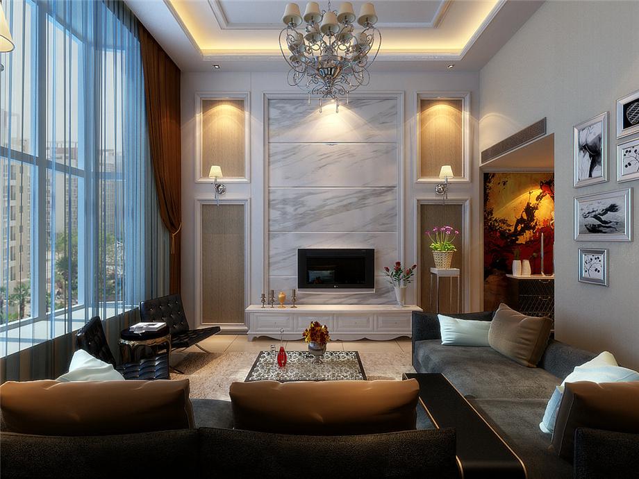 文景小區(qū)160平現(xiàn)代簡歐風格設計方案