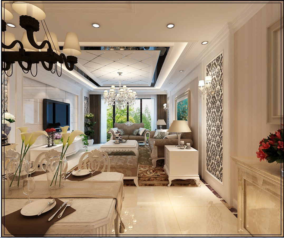 海璟印象城小區(qū)127平米簡(jiǎn)歐風(fēng)格設(shè)計(jì)方案