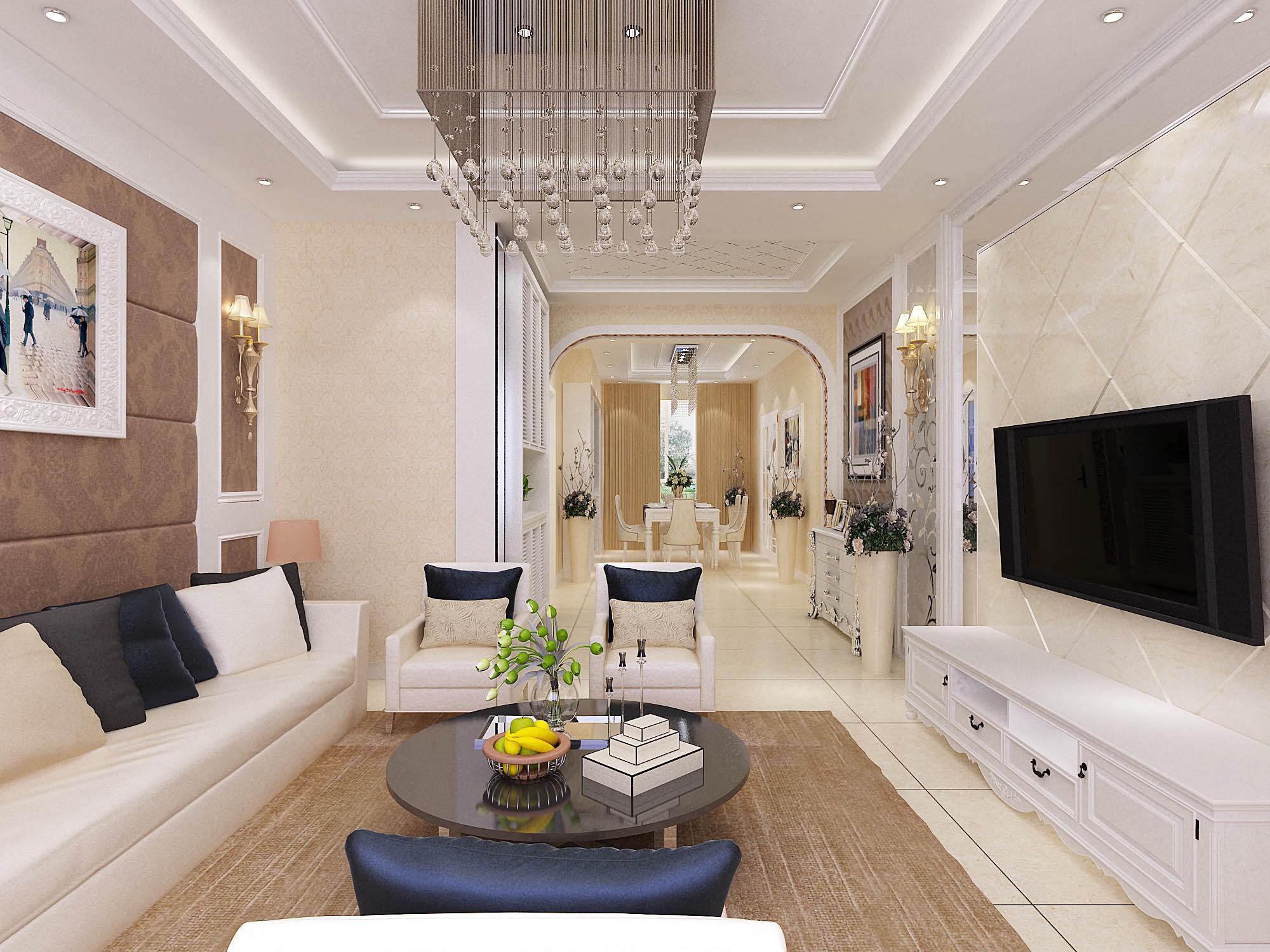 天朗藍(lán)湖樹145平三居室簡(jiǎn)歐風(fēng)格設(shè)計(jì)方案