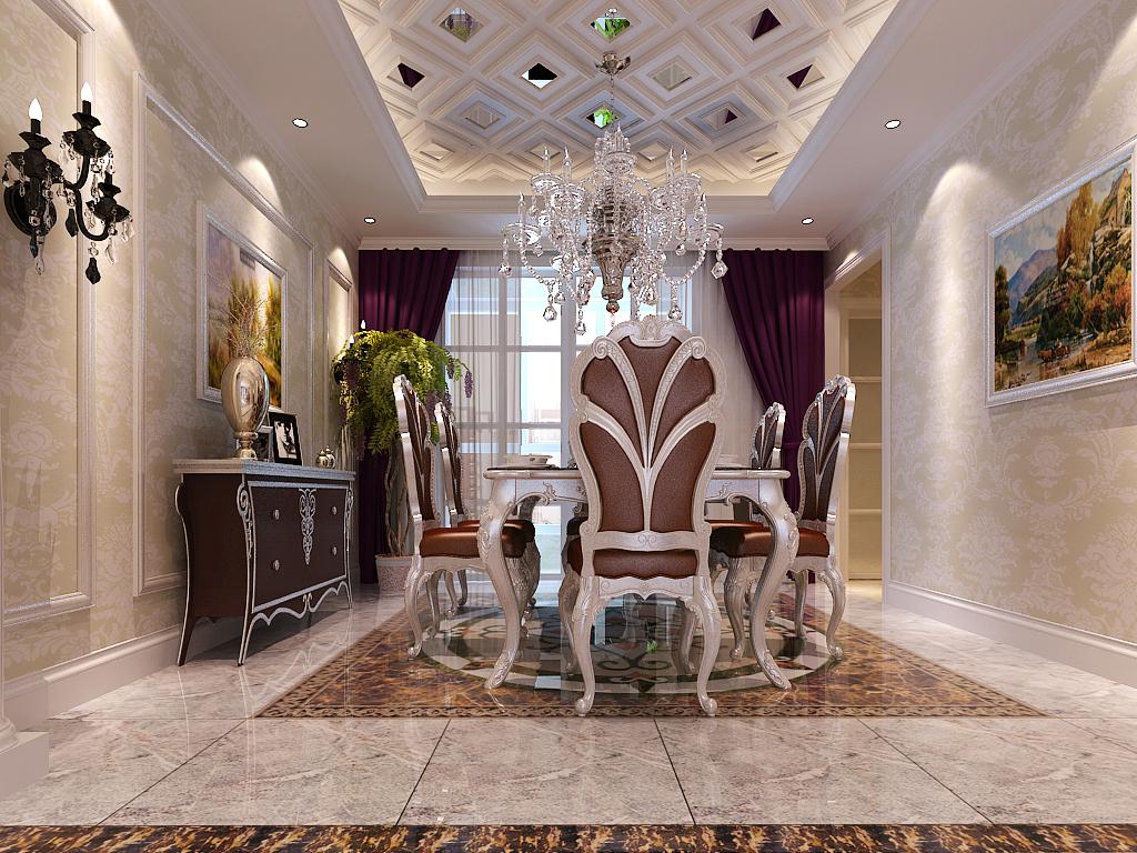 龍湖香醍國際140平歐式風格設(shè)計方案