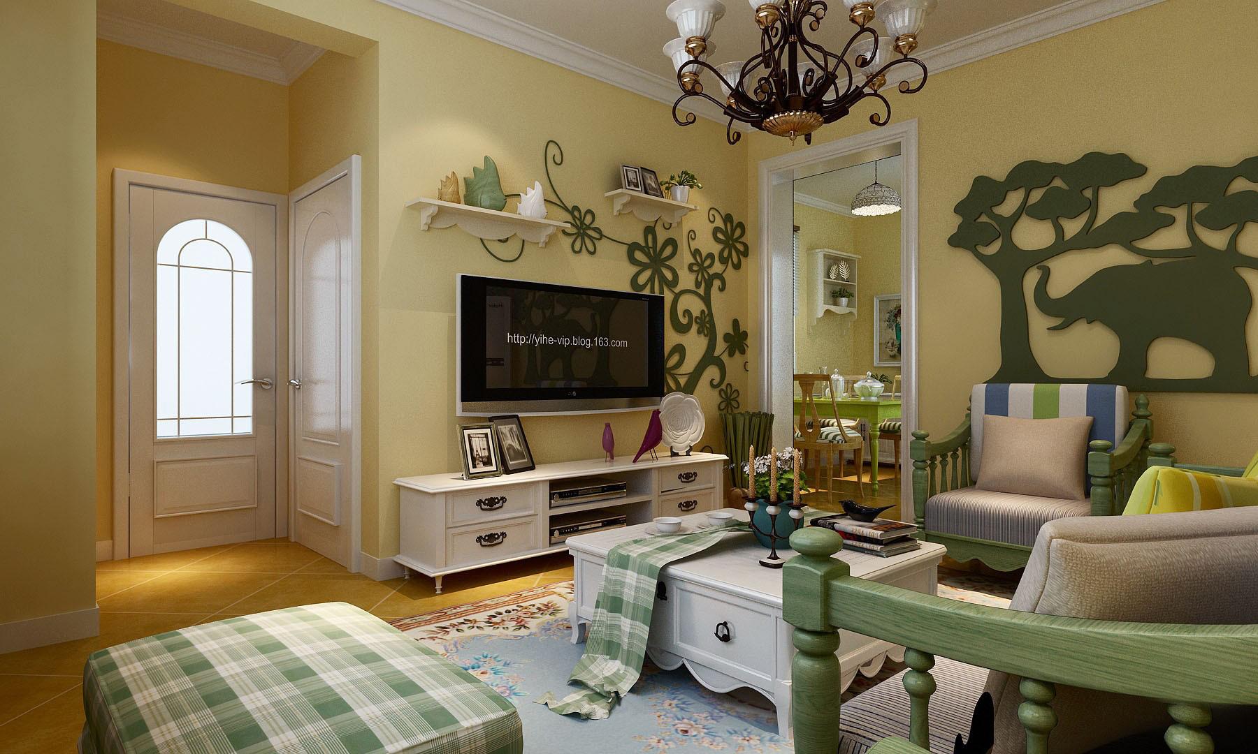 魏瑪公館98平田園風格設(shè)計方案