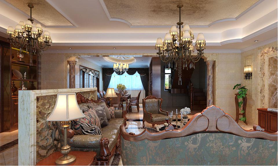 綠地香樹(shù)花城300平米美式風(fēng)格設(shè)計(jì)方案