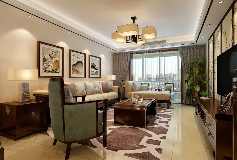 金輝天鵝灣小區(qū)110平新中式風(fēng)格設(shè)計(jì)方案