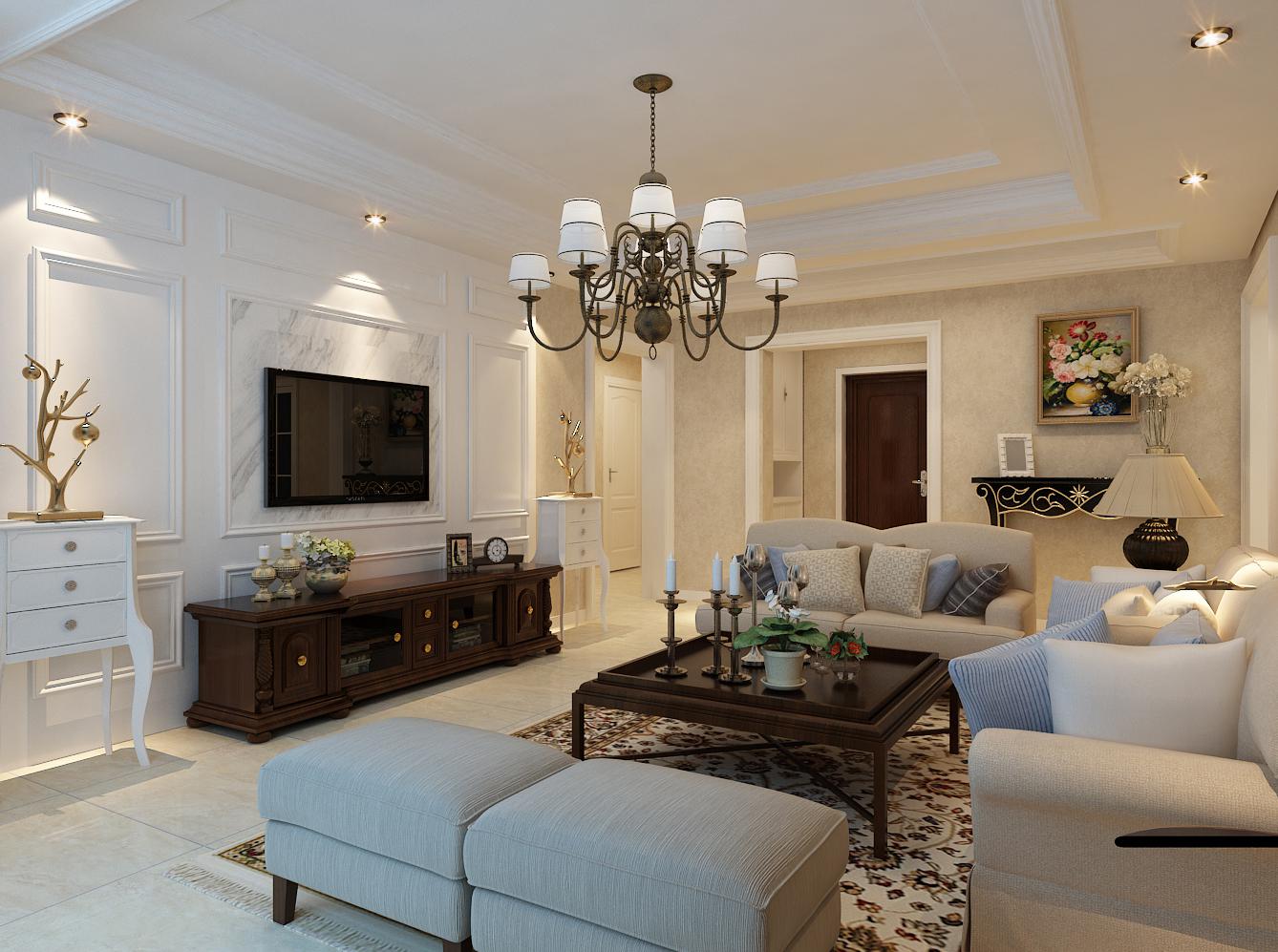 天朗藍(lán)湖樹140平米簡歐設(shè)計(jì)方案