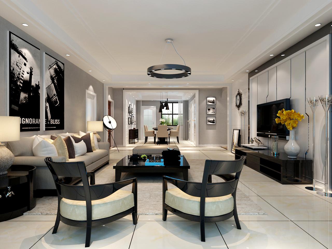 坤元TIME小區(qū)131平米現(xiàn)代簡約風格設計方案