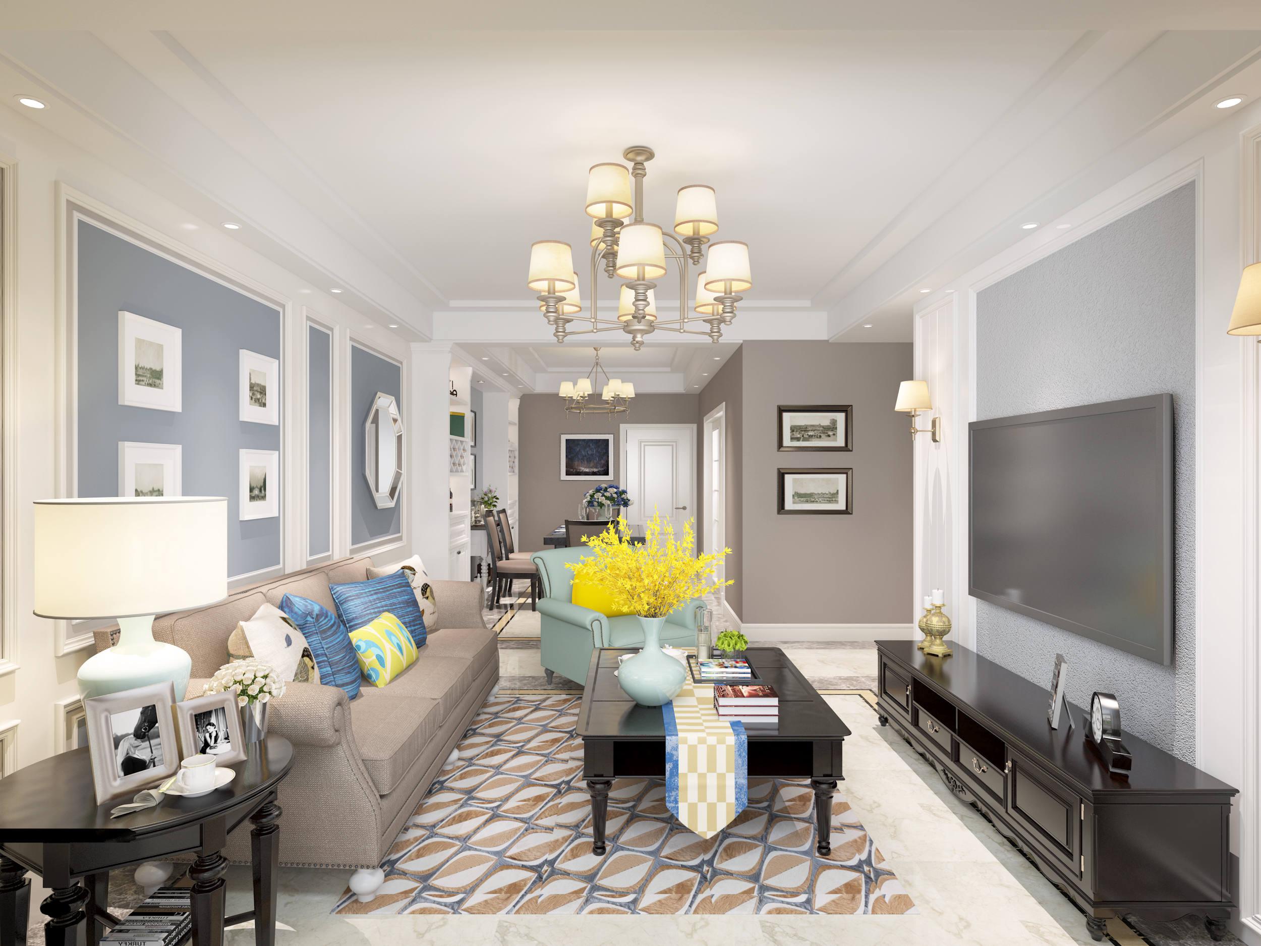 御錦城小區(qū)126平米現(xiàn)代簡美風格設計方案