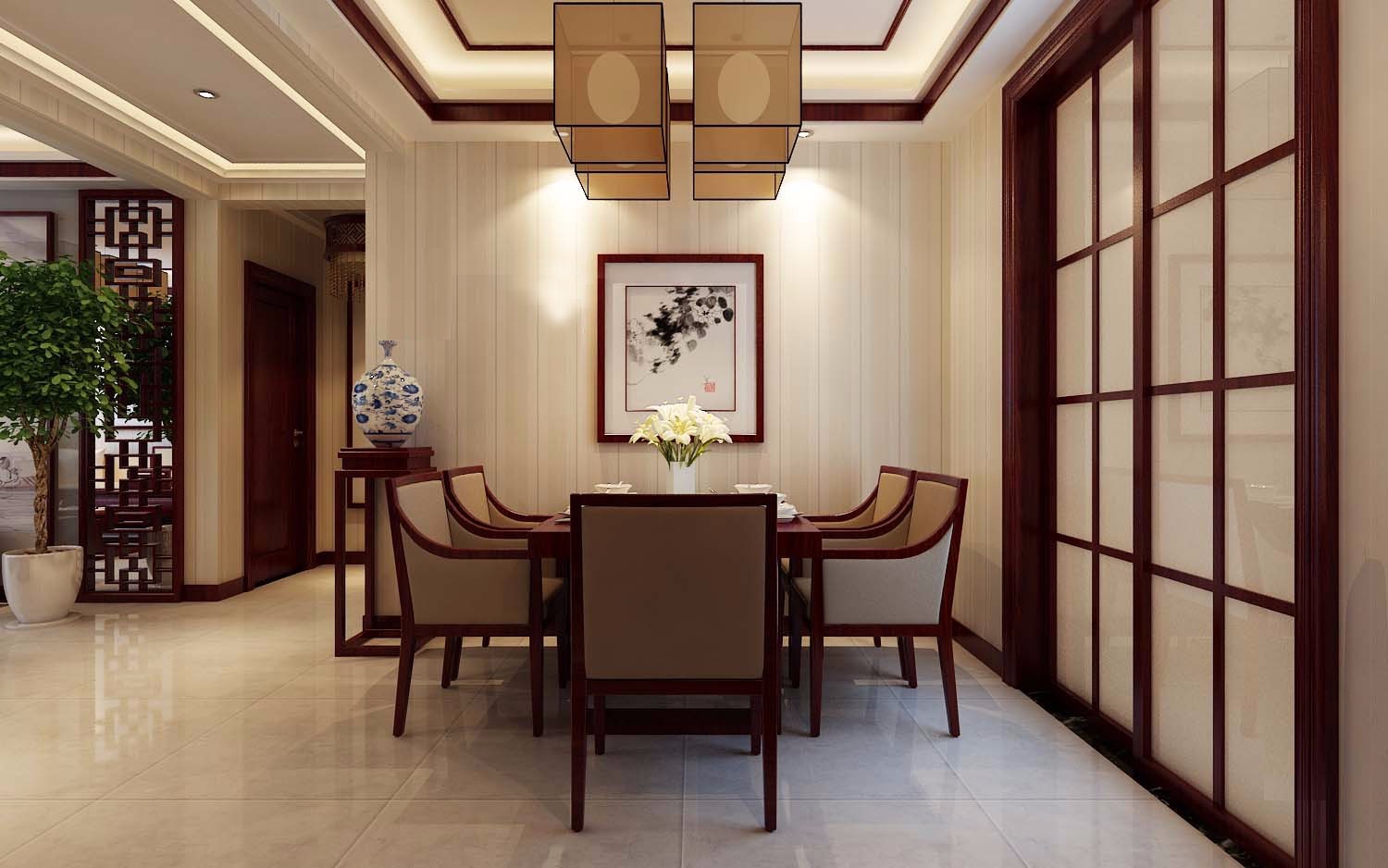 中海開元壹號小區(qū)175平米新中式風(fēng)格設(shè)計方案