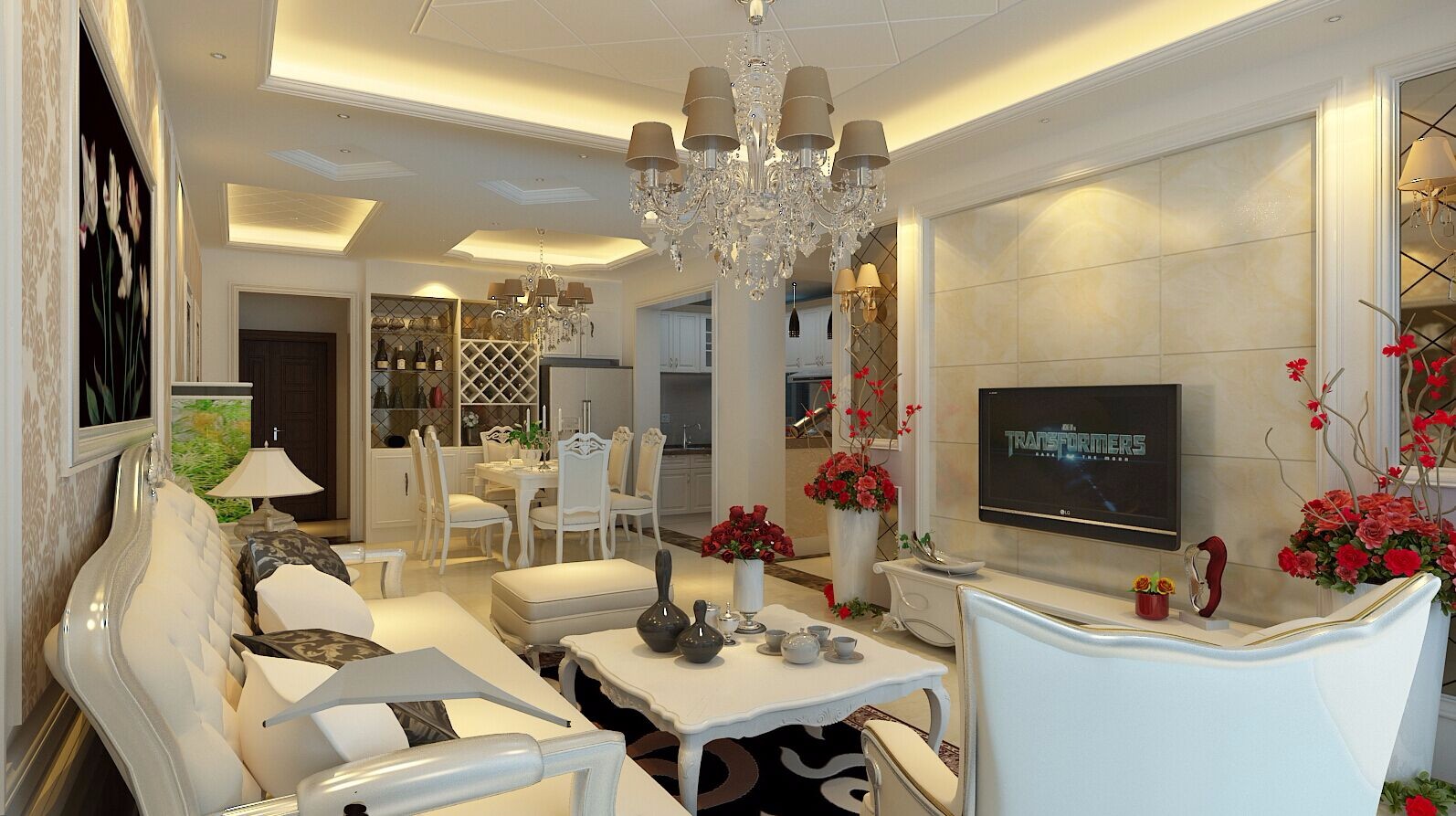 西安招商依云曲江101平三居室-簡歐風(fēng)格