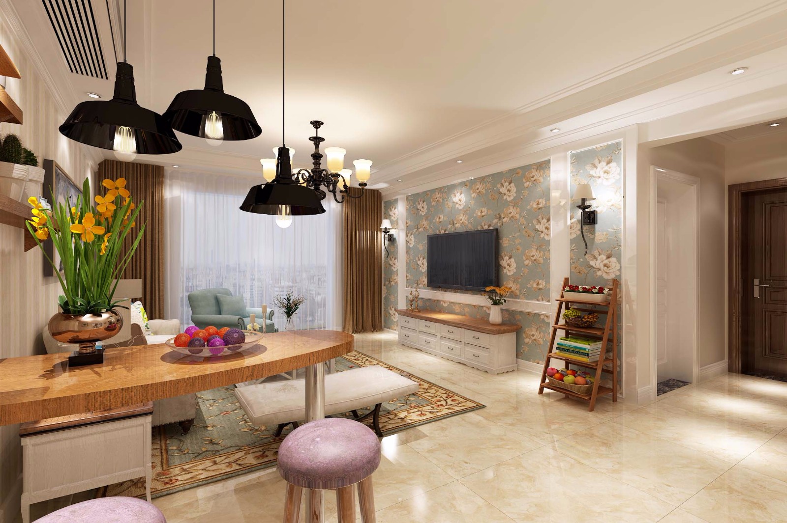 西安金輝C園小區(qū)112平 三室-美式風格