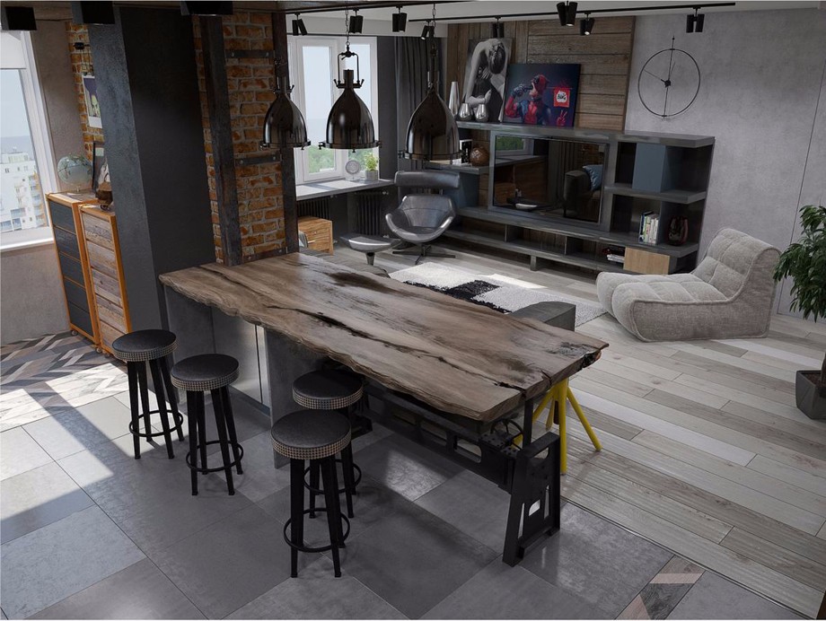 西市佳郡/210平米/工業(yè)風格裝修