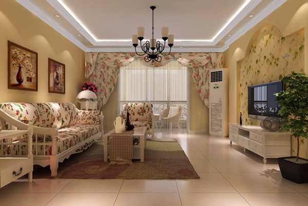 金科天籟城98平米田園風(fēng)格設(shè)計(jì)方案