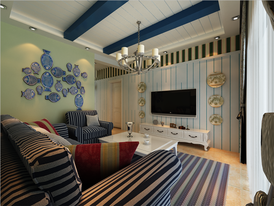 西鐵小區(qū)85平米地中海風(fēng)格設(shè)計案例