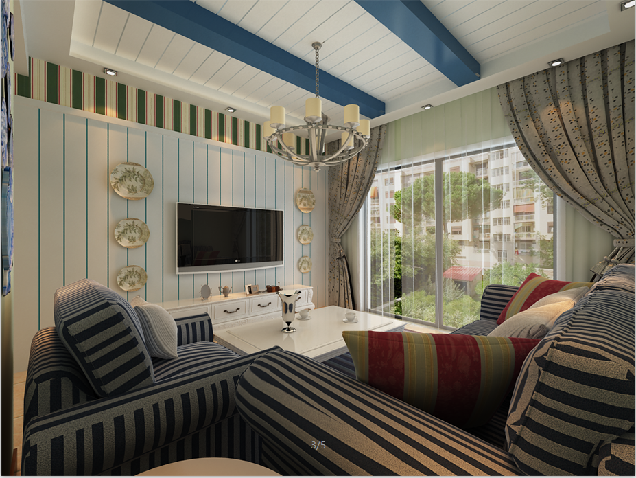 西鐵小區(qū)85平米地中海風(fēng)格設(shè)計案例