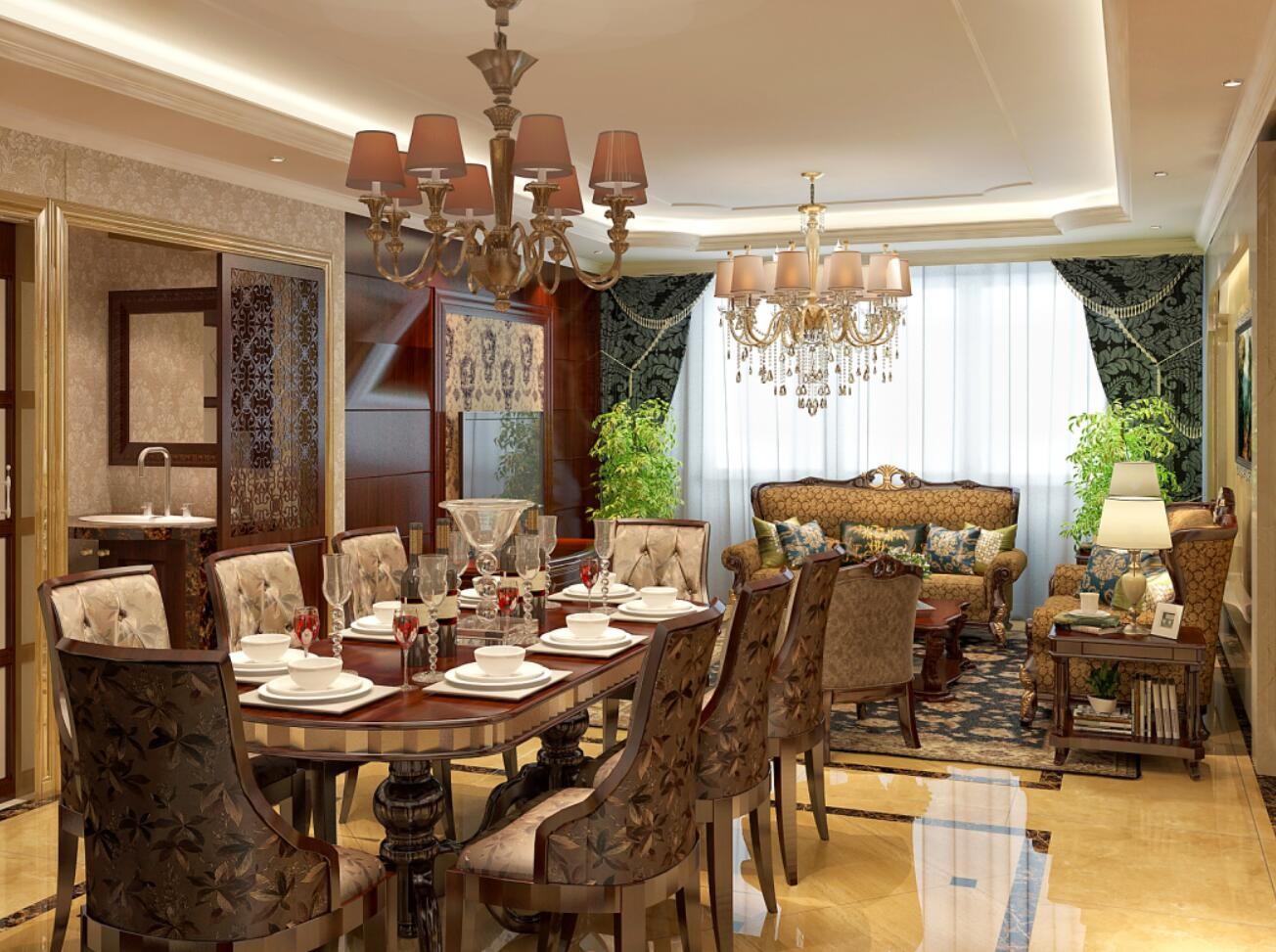 融僑城160平米新古典風(fēng)格設(shè)計(jì)案例